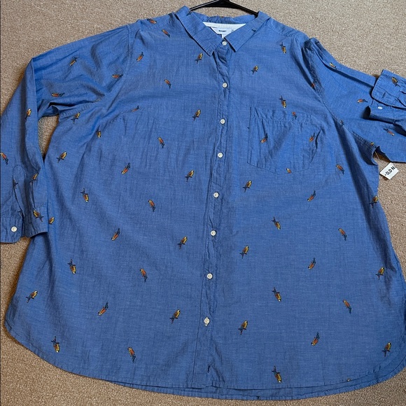 NWT - 3X - plus sized Old Navy button up / down bird shirt - Picture 5 of 10